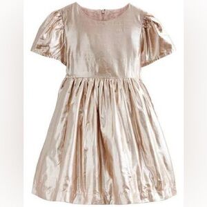 Mini Boden Metallic Gold Party Dress - 5-6y
